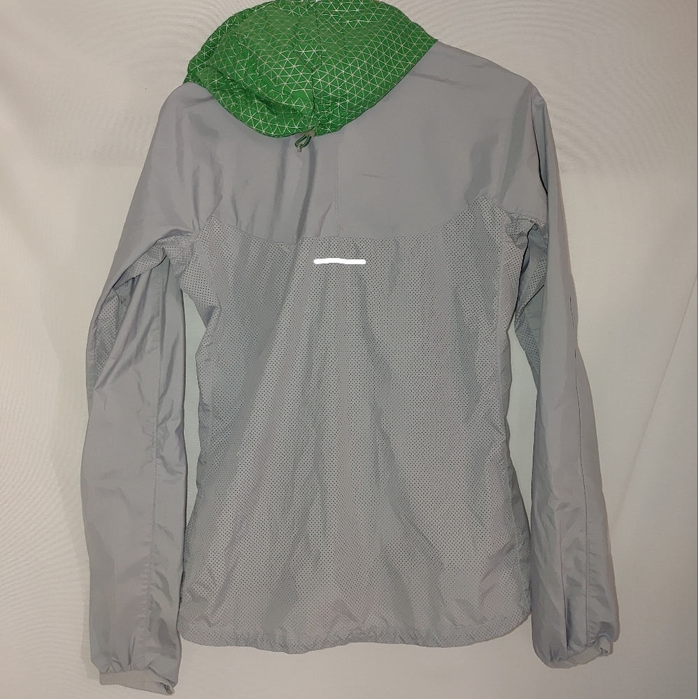 Nike Vapor Mesh Full Zip Running Jacket Gray Green Silver Reflective Size Small - Picture 3 of 9